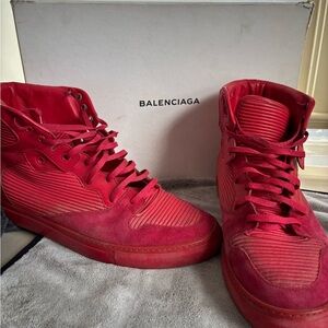 Balenciaga Men's Red High-Top Sneakers